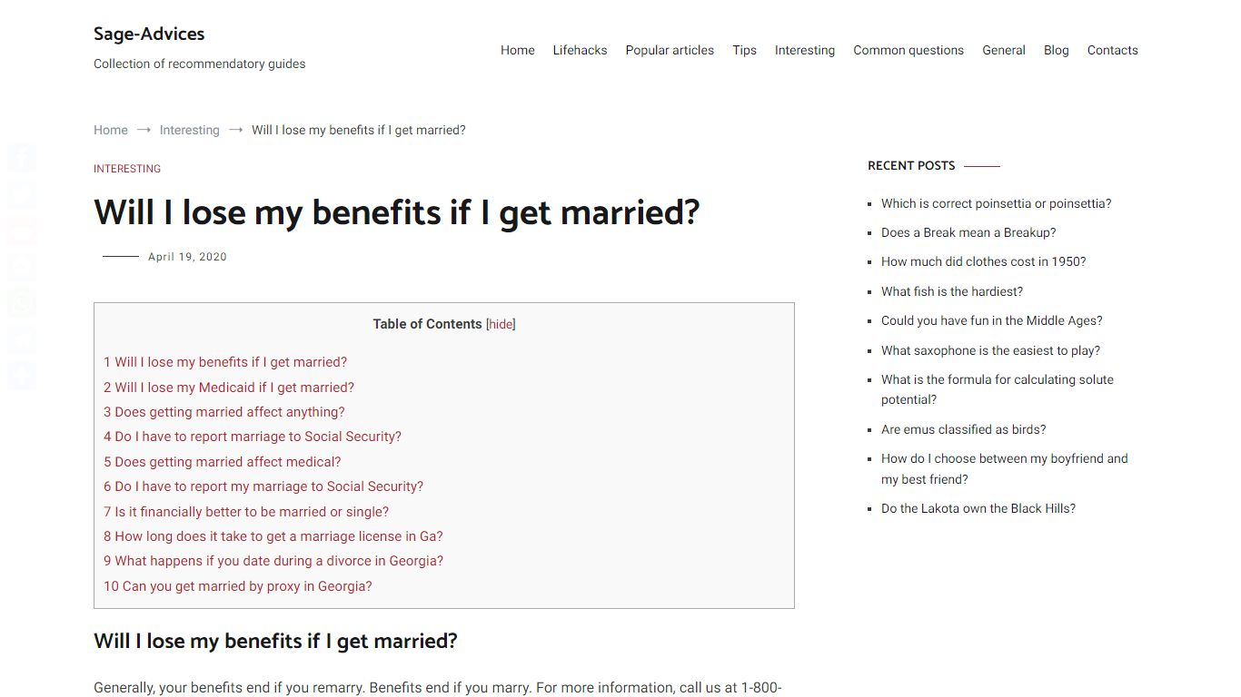 Will I lose my benefits if I get married? – Sage-Advices